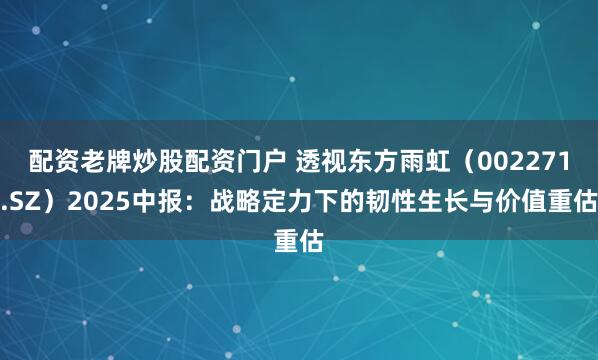 配资老牌炒股配资门户 透视东方雨虹（002271.SZ）2025中报：战略定力下的韧性生长与价值重估