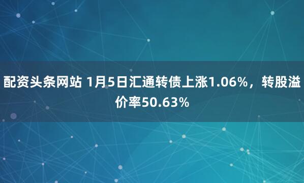 配资头条网站 1月5日汇通转债上涨1.06%,转股溢价率50.63%